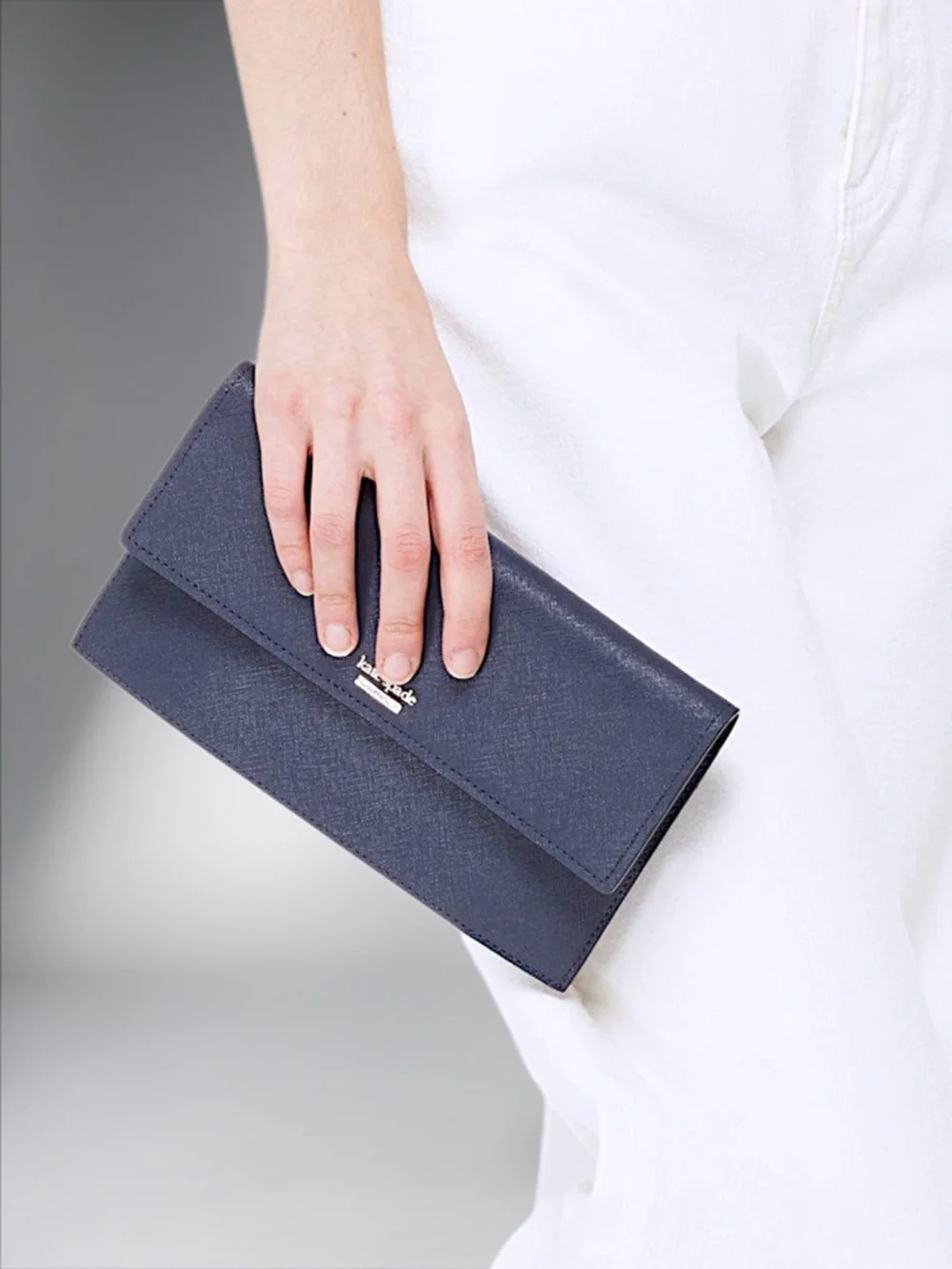 Kate Spade New York Spencer Flap Chain Wallet – Navy Saffiano Leather